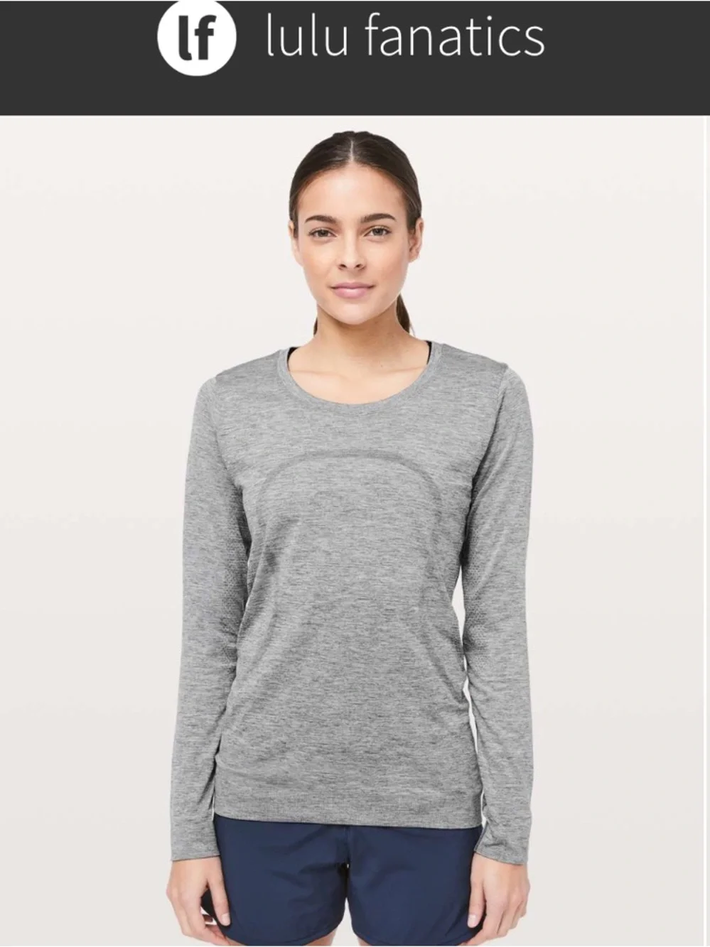 Lululemon Swiftly Tech Long Sleeve Breeze Relaxed Fit Sz 12 Slate Grey White